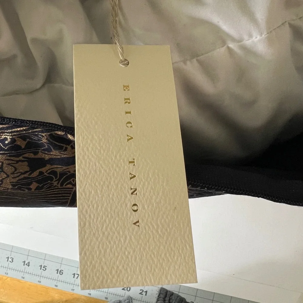 Erica Tanov Botanicus Throw Pillow Navy Gold Metallic Botanical 18x18 New